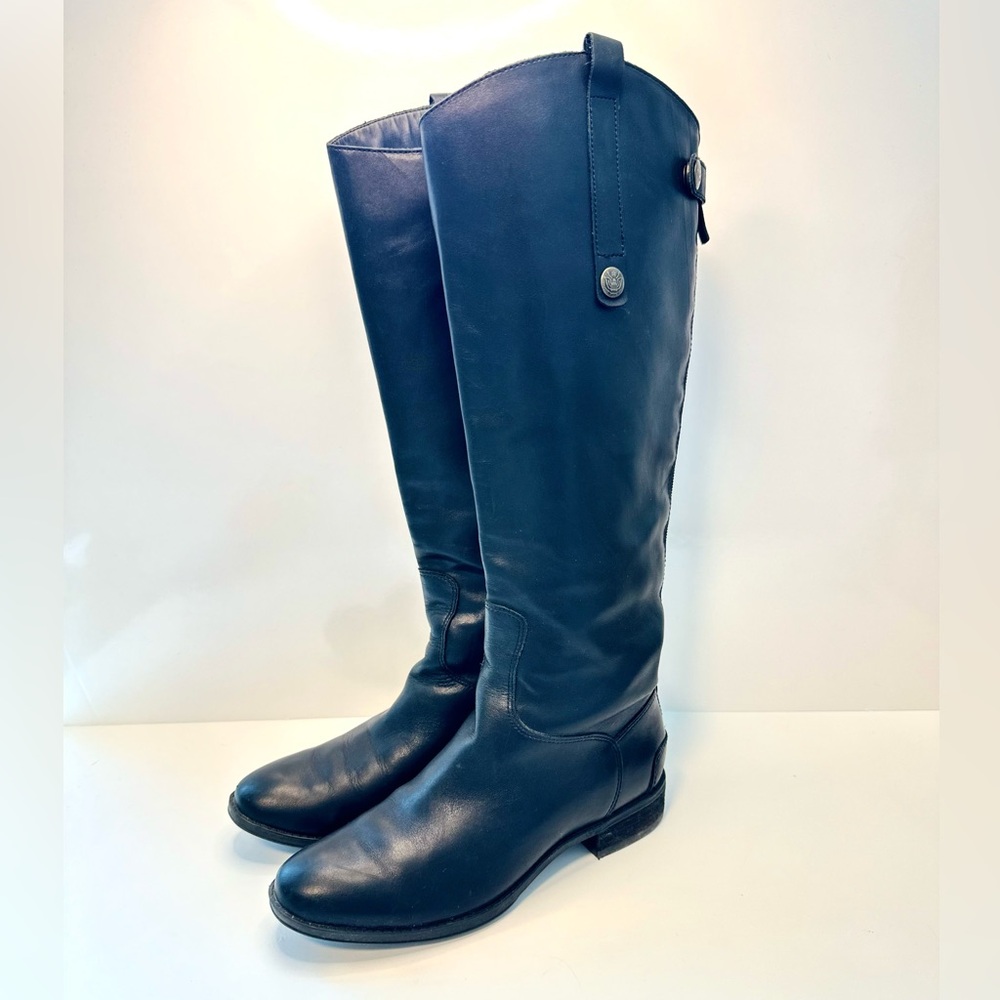 Sam Edelman Penny Black Leather Tall Military Riding Boots - Picture 2 of 8
